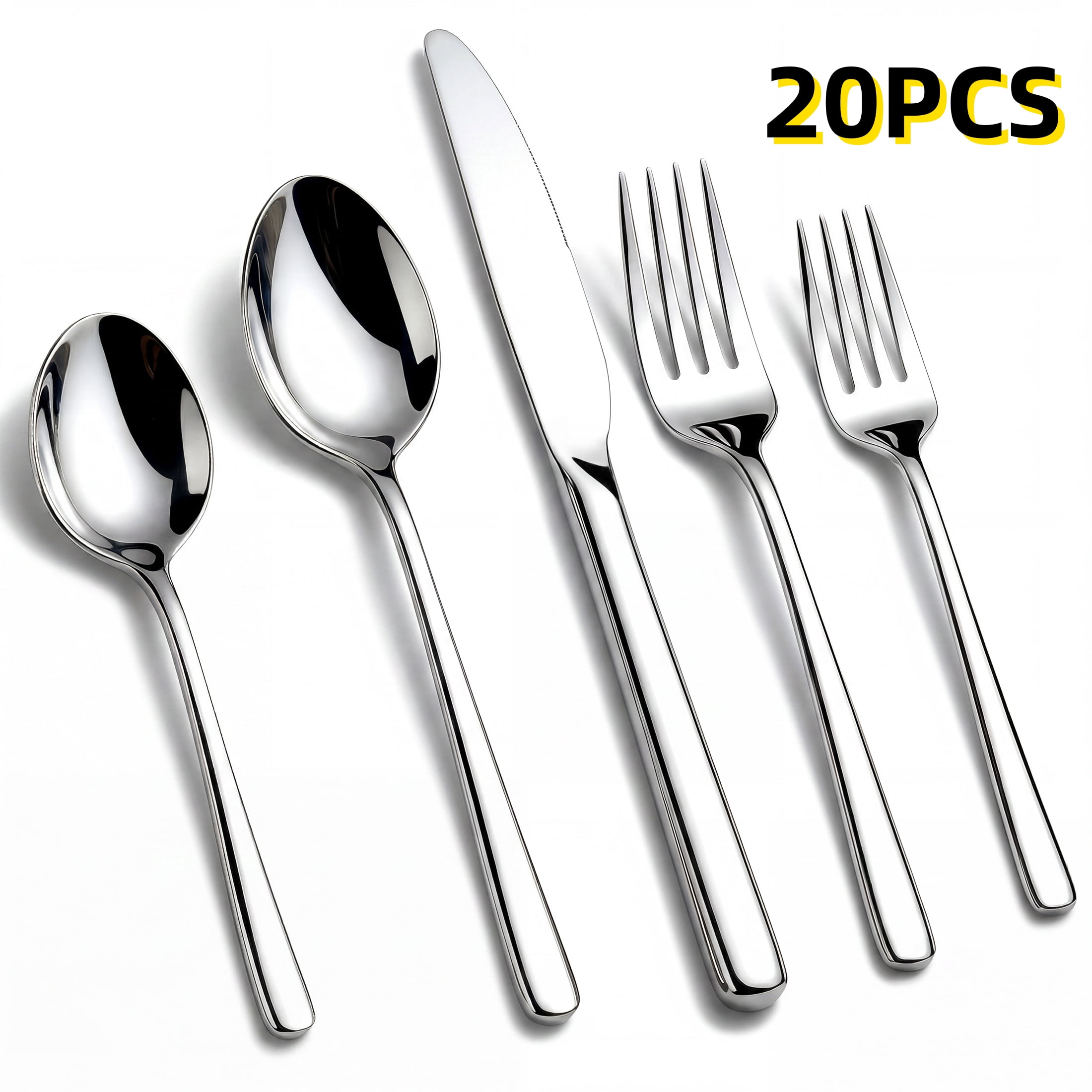 Kikcoin 20 Pcs Silverware Set for 4, Stainless Steel Flatware Sets, Mirror-Polished Cutlery Utensils, Spoons and Forks for Kitchen