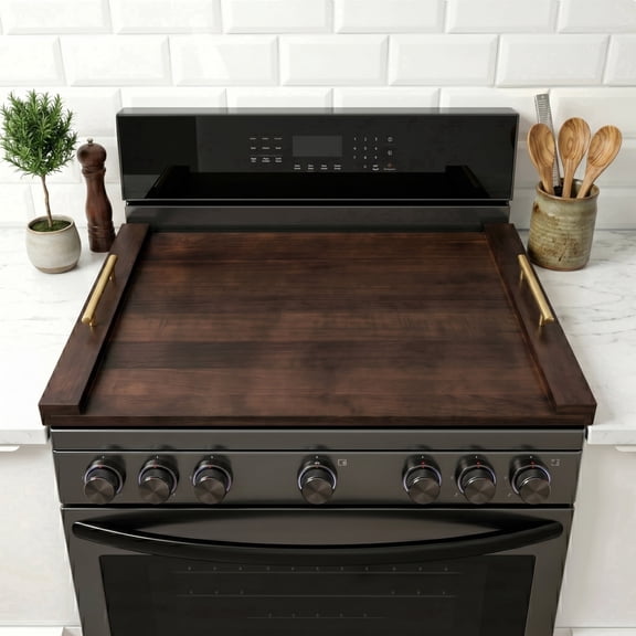 Kikcoin 30 x 20 Extra Large Cutting Board, Acacia Wood Stove Top Cover Board with Handle, Heavy Duty Noodle Board for Gas/Electric Ranges, Kitchen Sink Cover with Non-Slip Pads