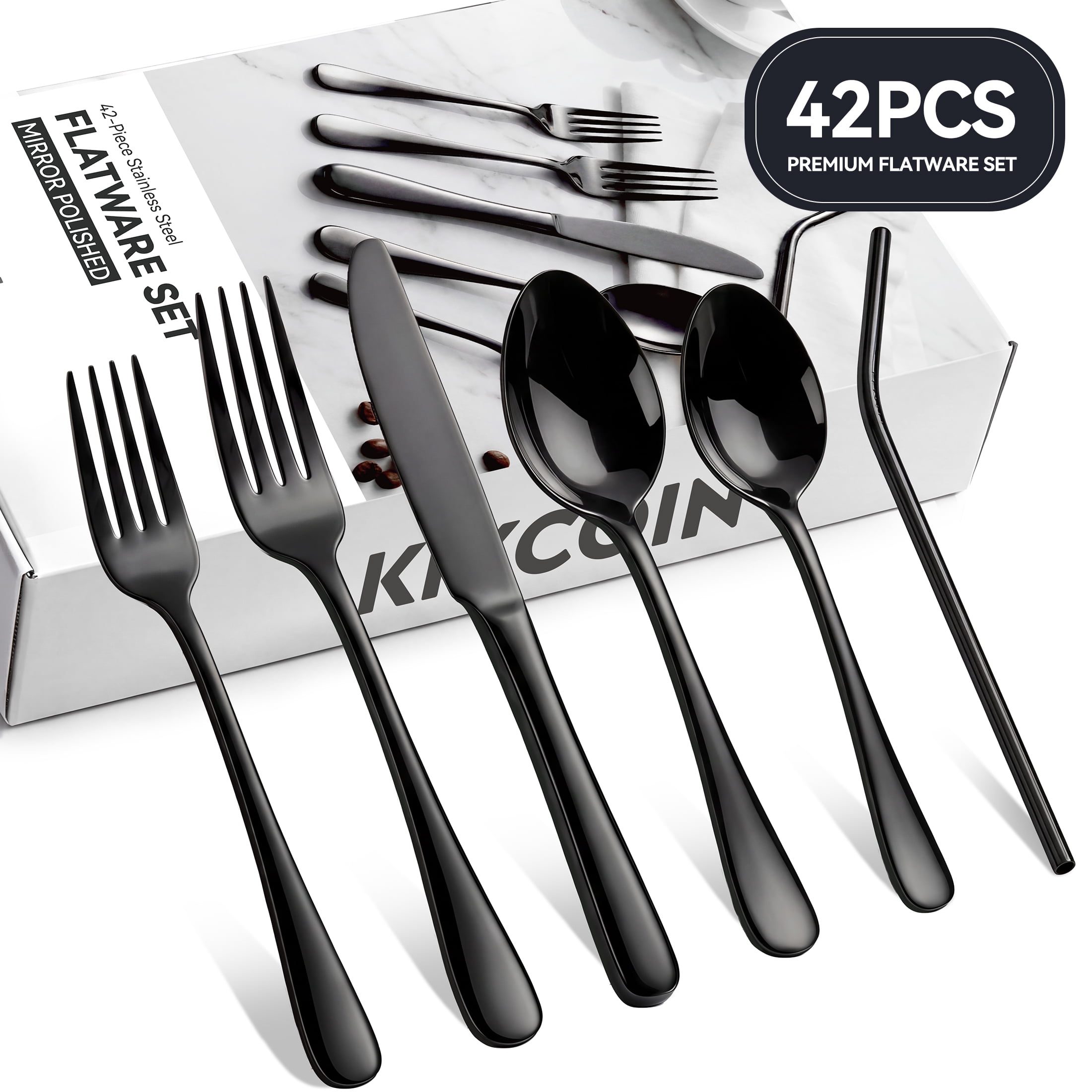 新品 NEIGHBORHOOD CI CUTLERY SET Kikcoin 42 Pcs Silverware Set for 8, Stainless Steel Flatware Set