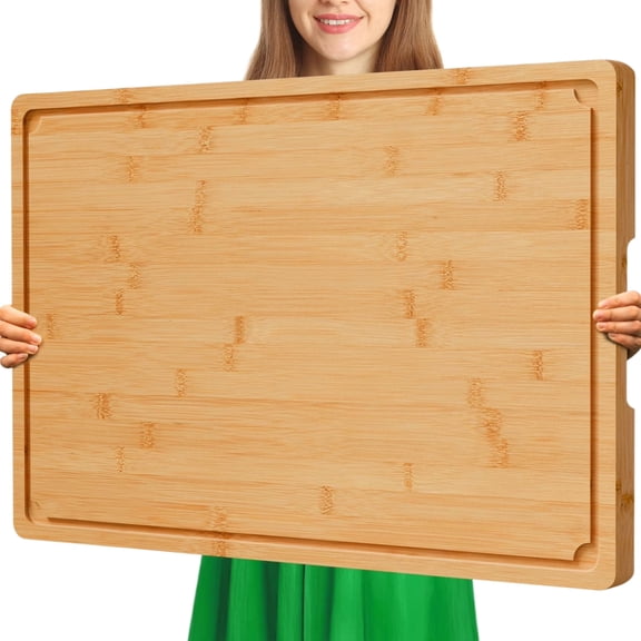 Kikcoin 30 x 20 Extra Large Bamboo Cutting Board, Stove Top Cover Large Noodle Board, Over the Sink Cutting Board, Wooden Chopping Board for Kitchen, 4XL