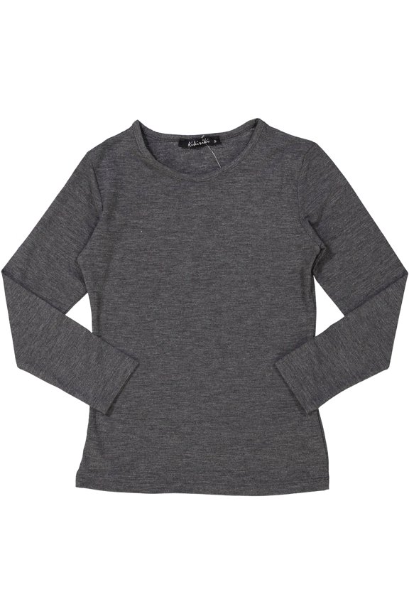 Kids UltraSoft Cotton Blend Long Sleeve Layering T-Shirt Charcoal Medium