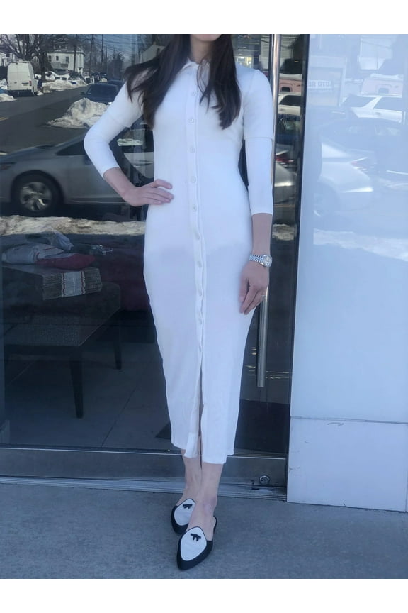 Kiki Riki Ribbed Button Down Maxi Dress