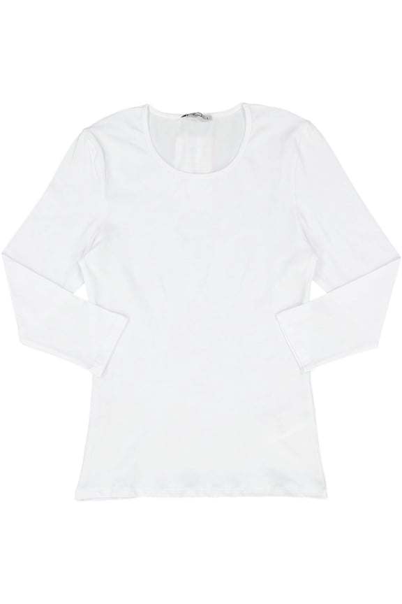 Women's 3/4 Sleeve Wider Neck Shell/T-Shirt 18909 White Medium
