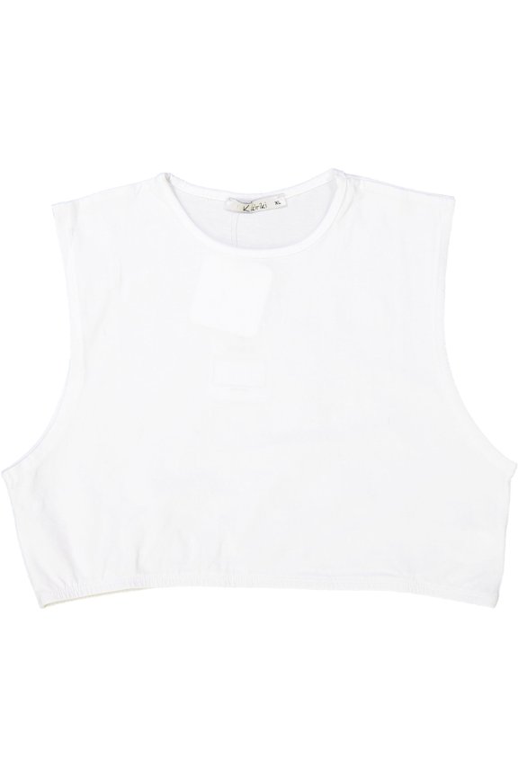 Womens Cotton Sleeveless Crop Shell 14915 White Medium