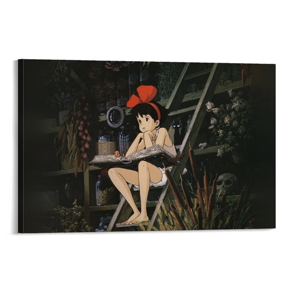 Kiki's Delivery Service Anime HOT Poster Japanese Canvas Poster Wall Art Picture Prints Hanging Photo Gift Decor Home Posters Artworks 24x36inch(60x90cm)
