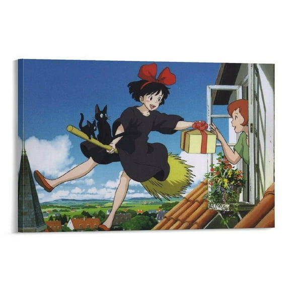 Kiki's Delivery Service Anime Japanese Poster Hot Picture Print Canvas Poster Wall Paint Art Posters Decor Modern Home Artworks Gift 24x36inch(60x90cm)