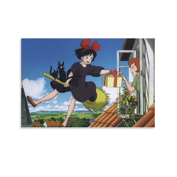 Kiki's Delivery Service Anime Japanese Poster Hot Wall Art Poster Gifts Bedroom Prints Home Decor Hanging Picture Canvas Painting Posters 16x24inch(40x60cm)