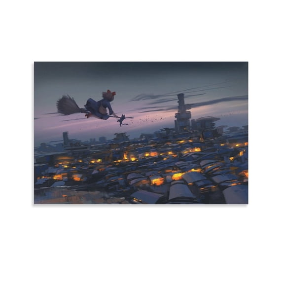 Kiki's Delivery Service Anime Poster Art Poster Canvas Painting Decor Wall Print Photo Gifts Home Modern Decorative Posters 12x18inch(30x45cm)