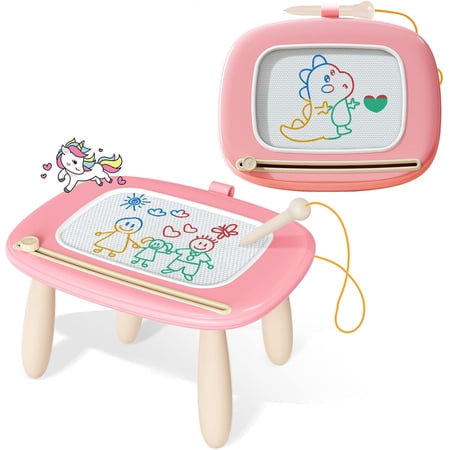Kikidex Magnetic Drawing Board, Toddler Girl Toys for 1-2 Year Old, Doodle Board Pad Learning and Educational Toys for 1 2 3 Year Old Baby Kids Birthday Gift(Soft Pink)