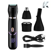 Kikido Men's 4-in-1 Electric Grooming Kit - Cordless Hair Clipper, Beard Shaver, Nose & Ear Trimmer, Eyebrow Trimmer with LED Display