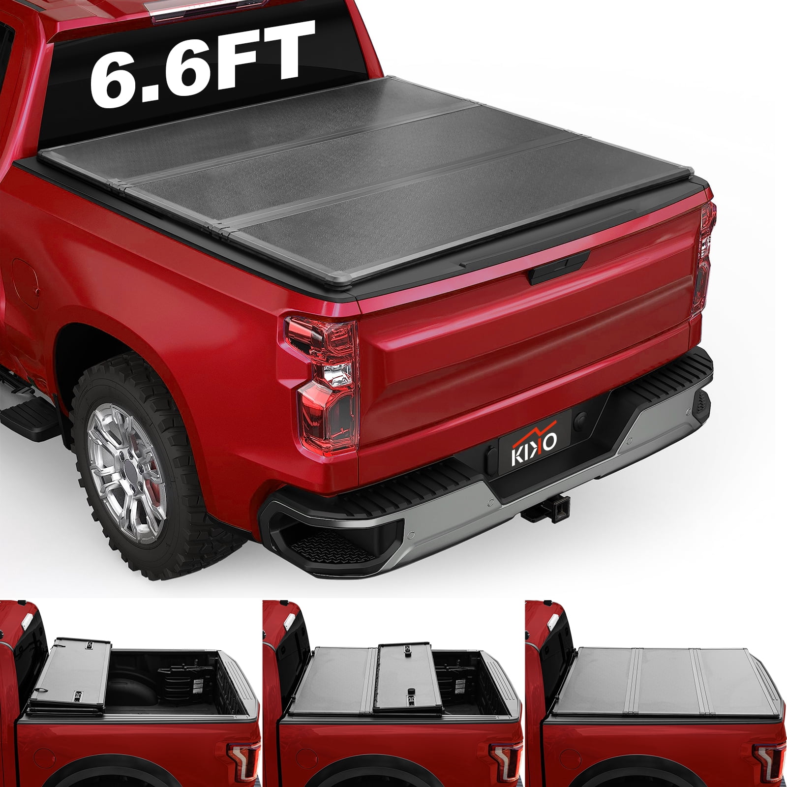 Kikito Professional FRP Hard Tri-Fold Truck Bed Tonneau Cover for 2007-2025 Silverado/Sierra 1500 & 2015-2019 Silverado/GMC Sierra 2500/3500 6.6FT