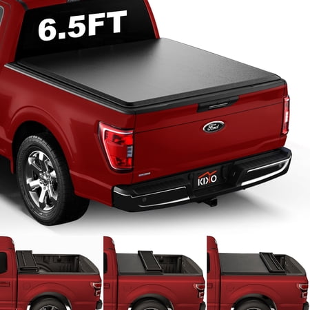Kikito Vinyl Soft Quad-Fold Truck Bed Tonneau Cover for 2004-2014 F150 & 2006-2014 Mark LT 6.5ft(78.8in) Bed