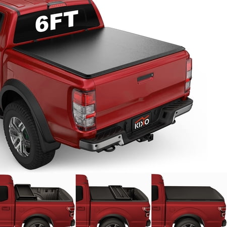 Kikito Vinyl Soft Tri-Fold Tonneau Cover Truck Bed for 1993-2004 Ranger with Flareside/Splash 6' Bed (72")