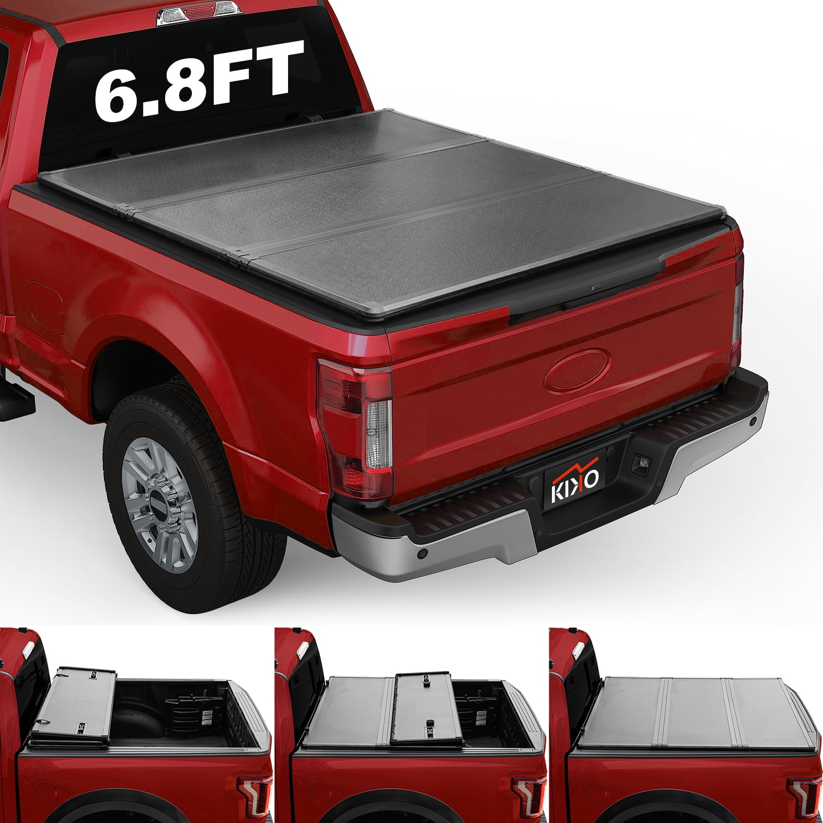 Kikito professional FRP Hard Tri-Fold Truck Bed Tonneau Cover for 1999-2016 F250/F350 SuperDuty 6.8ft (81-82.4in) Bed