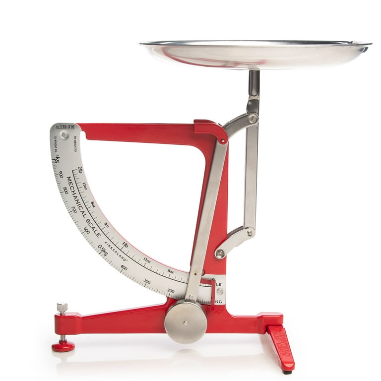 Kikkerland Design Red Retro Kitchen Scale with Removable Bowl