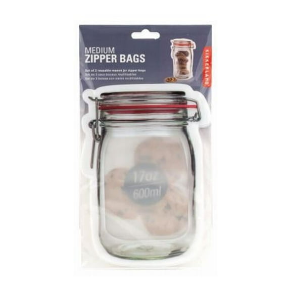 KIKKERLAND DESIGN 3PK MED Zip Stor Bags CU145-M
