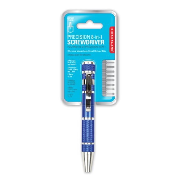 Kikkerland Design 250722 8-In-1 Aluminum Stainless Steel Screwdriver