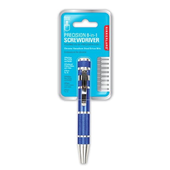Kikkerland Design 250722 8-In-1 Aluminum Stainless Steel Screwdriver