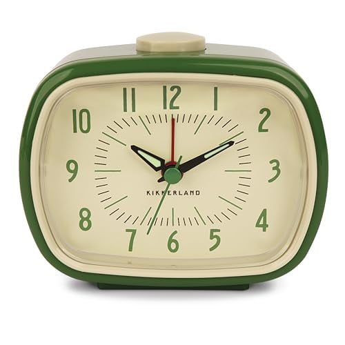 Retro Alarm Clock, Battery Operated Vintage Analog Clock, Green