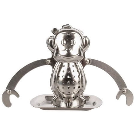 Kikkerland Monkey Loose Leaf steep Tea Infuser strainer And Drip Tray