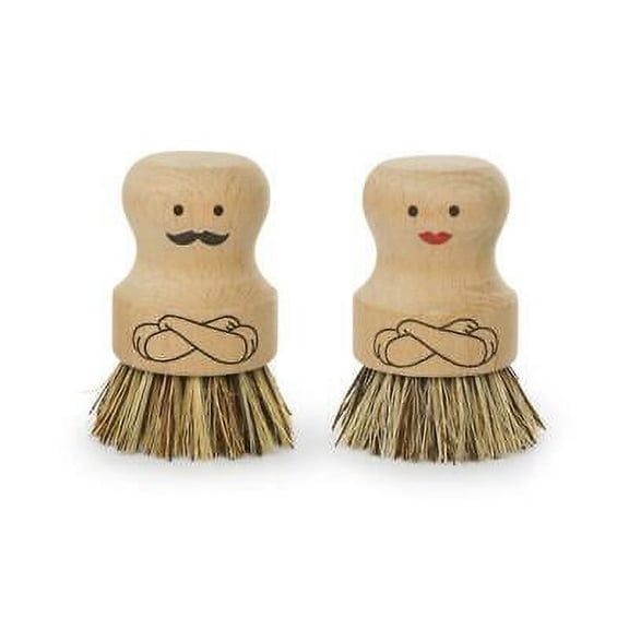 Kikkerland Mr & Mrs People Palm Brush / Dishwashing Scrubber - Set of 2
