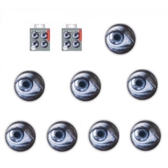 Kikkerland REALISTIC GLASS HUMAN EYE Fridge Magnets, MG44 (2 PACK - Set Of 8)