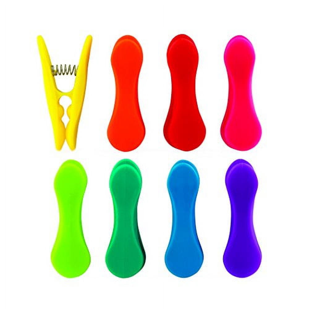 Kikkerland Rainbow Bag Clips, Set Of 8 Multicolor | Assorted Sizes For Snacks, Coffee, Chips & More