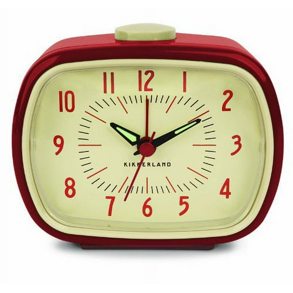 Red Retro Alarm Clock, Battery Operated Vintage Analog Clock