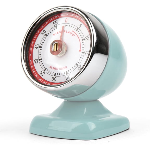 Kikkerland Vintage Streamline Timer – Retro Decor for Home & Kitchen – Windup Timekeeper in Blue