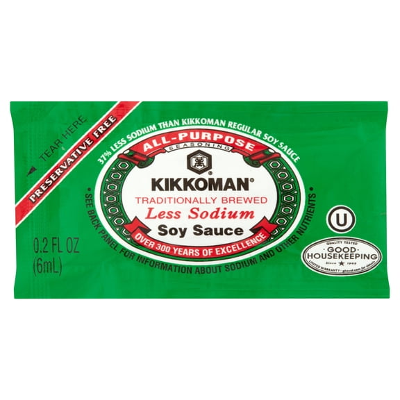 KikkoMan Less Sodium Soy Sauce, 0.2 fl oz, 500 pack