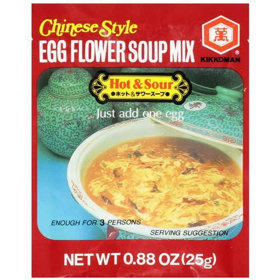 Kikkoman Instant Egg Flower Soup Mix, Hot & Sour, 0.88 oz pack
