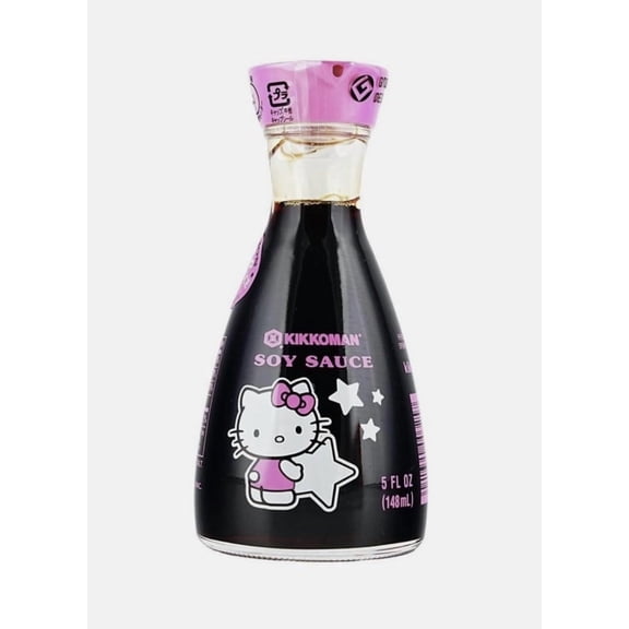 Kikkoman Hello Kitty Soy Sauce Dispenser 2025 Limited Edition 5 oz Glass Bottle with Pink Cap Collectible Sanrio Collab Reusable Pourer for Soy Sauce, Dressings & Marinades