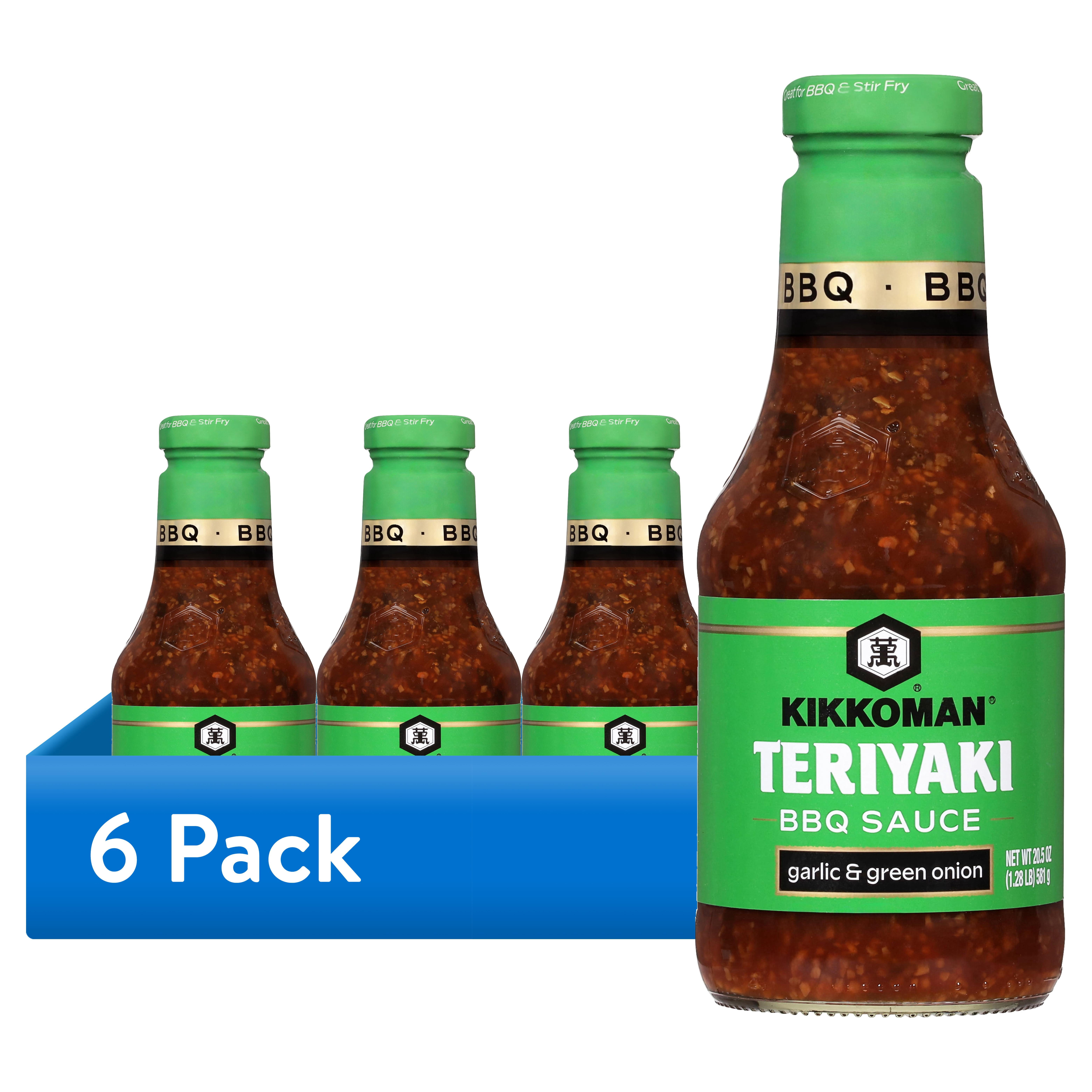 (6 pack) Kikkoman Teriyaki BBQ Garlic & Green Onion 20.5 oz Glass Bottle