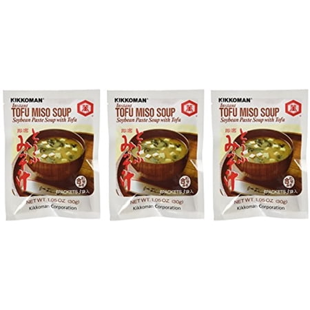 Kikkoman Instant Tofu Miso Soup (Soybean Paste Soup With Tofu) -(9 Pockets In 3 Packs) (3.15 Oz)