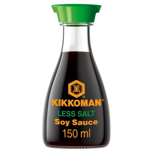Kikkoman Less Salt Soy Sauce 150ml, British Import (Pack of 2)