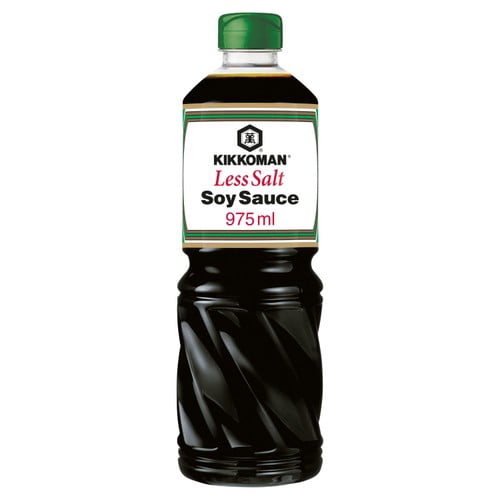 Kikkoman Less Salt Soy Sauce 975ml, British Import (Pack of 2)