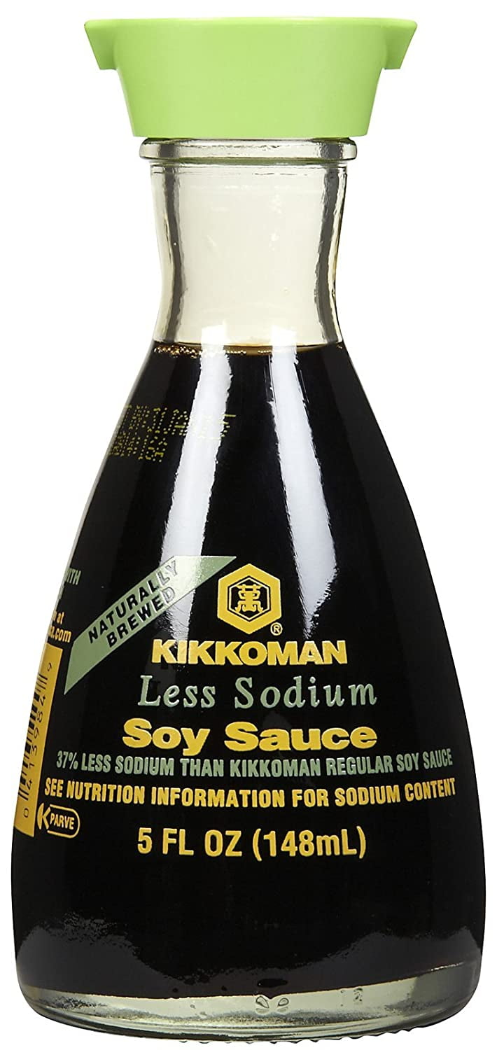 Kikkoman Less Sodium Soy Sauce Dispenser, 5-Ounce Glass Bottle (Pack of 4)