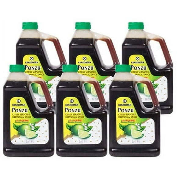 Kikkoman Lime Ponzu Citrus Seasoned Dressing & Sauce - 0.5 Gallon, 6/Case | Zesty Lime Flavor for Dishes