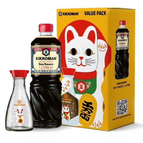 Kikkoman Lucky Cat Soy Sauce Value Pack 1L, British Import (Pack of 2)