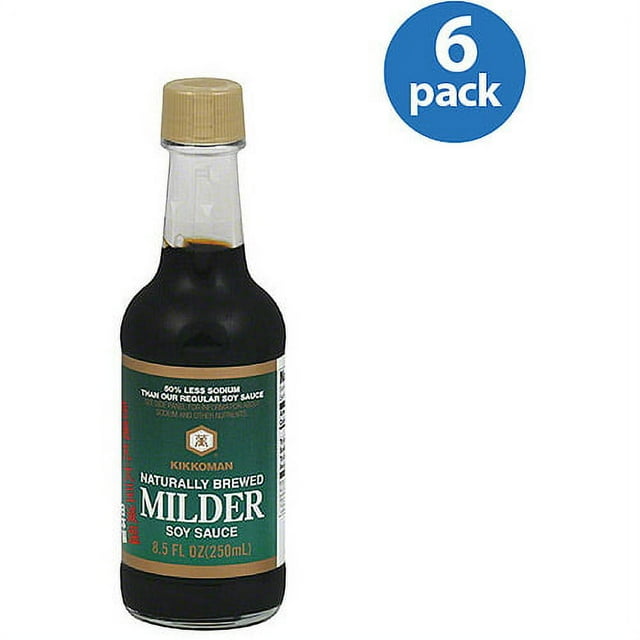 Kikkoman Naturally Brewed Milder Soy Sauce, 8.5 oz (Pack of 6)