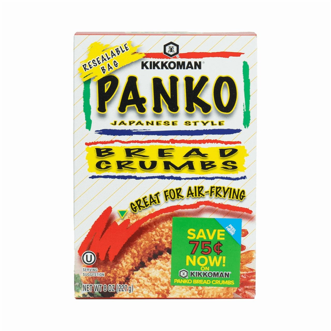 Kikkoman Panko Wheat Bread Crumbs Great for Air-Frying, 8oz, Crunchy, Shelf Stable, Cardboard Box