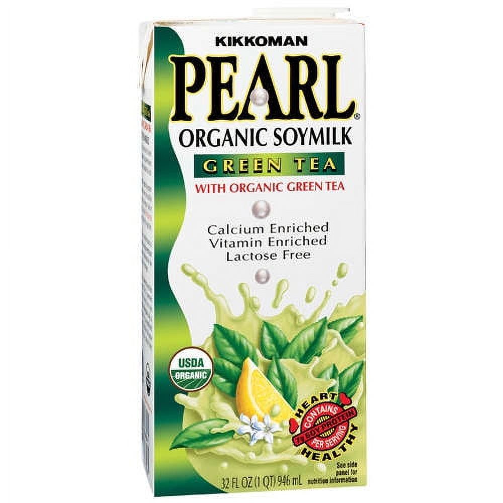 Kikkoman Pearl Organic Soymilk, Green Tea 32 Fl Oz