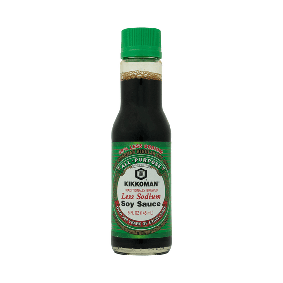 Kikkoman Less Sodium Soy Sauce, 5 oz (148 mL), Liquids, Shelf Stable, Glass Bottle, New
