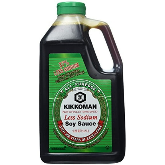 Kikkoman Traditionally Brewed Less Sodium All-Purpose Seasoning Soy Sauce 1.25 Qt (40 Oz)