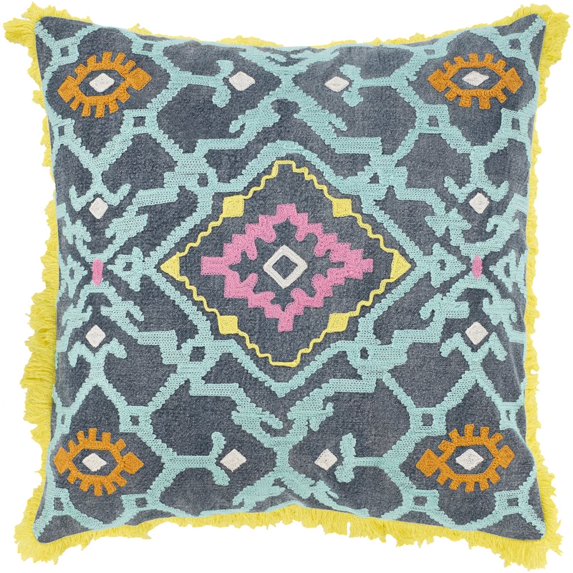 Kiko KKO-004 22"H x 22"W Square Pillow Kit Aqua/Pink/Yellow/Saffron/White/Navy