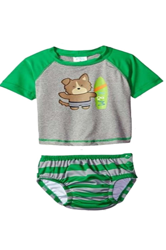 Infant Boys Surf Bear Swim Suit Rash Guard & Swim Diaper Trunks 3-6m