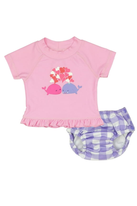 Infant Girls Whale Swim Suit Rash Guard & Swim Diaper Cover L(9-12m)