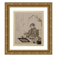 thumbnail image 1 of Kikukawa Eizan 20x22 Gold Ornate Framed and Double Matted Museum Art Print Titled - Woman Performing the Tea Ceremony (C. 1820), 1 of 4
