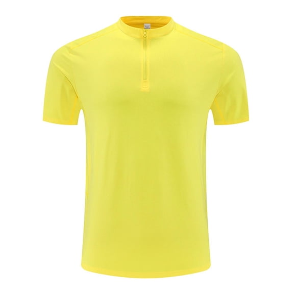 Kilaqueen 1/4 Zip Mens Tops Crew Neck Moisture Wicking Short Sleeve T Shirts Athletic Running Gym Workout Quick Dry Pullover Tops