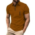 thumbnail image 1 of Kilaqueen 1/4 Zipper Tops for Men Lapel Short Sleeve Solid Color Retro Pullover Tops Casual Trendy Golf Sports Tops, 1 of 8